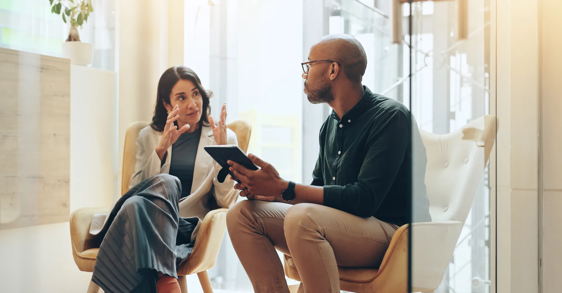 Business consultation between attorney and client